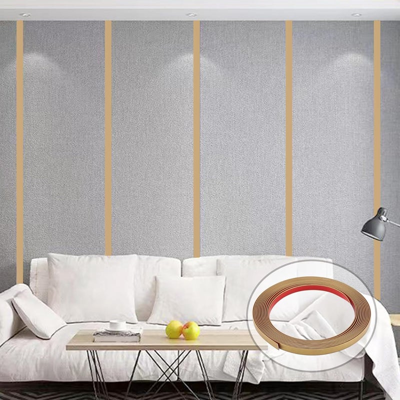 Coengwui Peel and Stick Wall Trim, Flexible Mirror Edging, Finish Molding for Ceiling Floor Tile Edge Furniture and Home Decoration (Matte Gold, 196.8" x 0.8") - Image 3